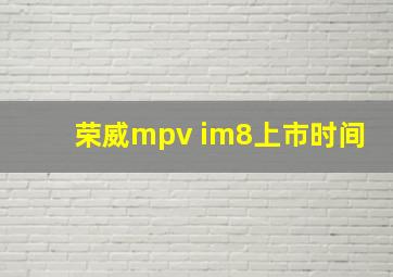 荣威mpv im8上市时间